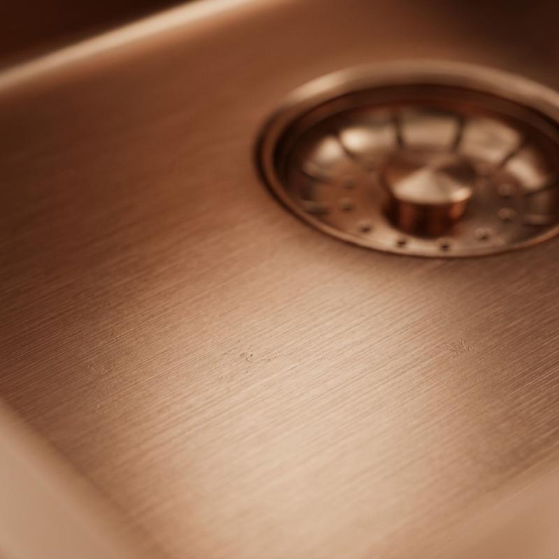 Pure.Sink Comfort Rose Koperen Grote Spoelbak 75x40cm Tapwing met kraanopening PCM7540T-62